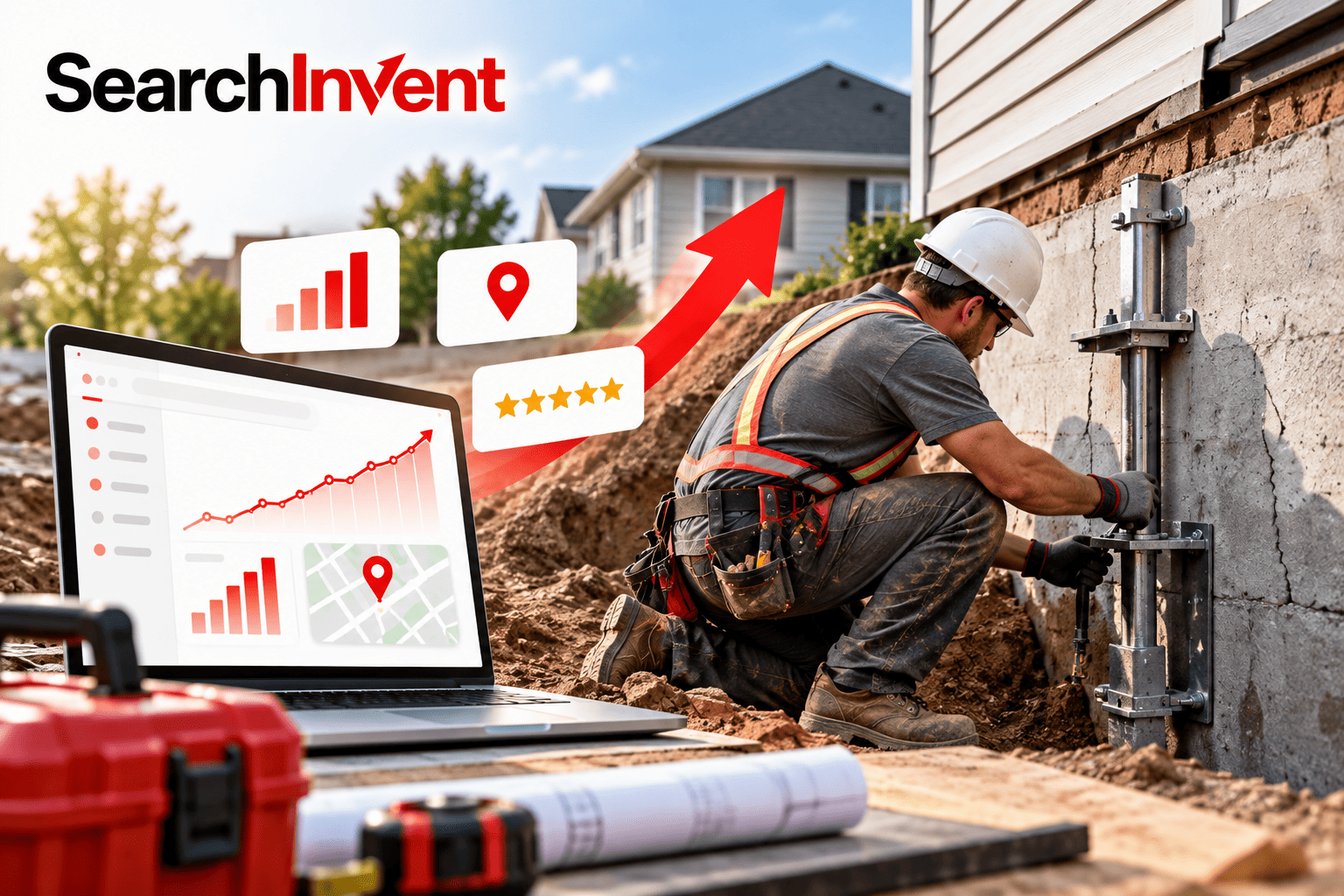Illustration for SearchInvent foundation repair SEO services for contractors