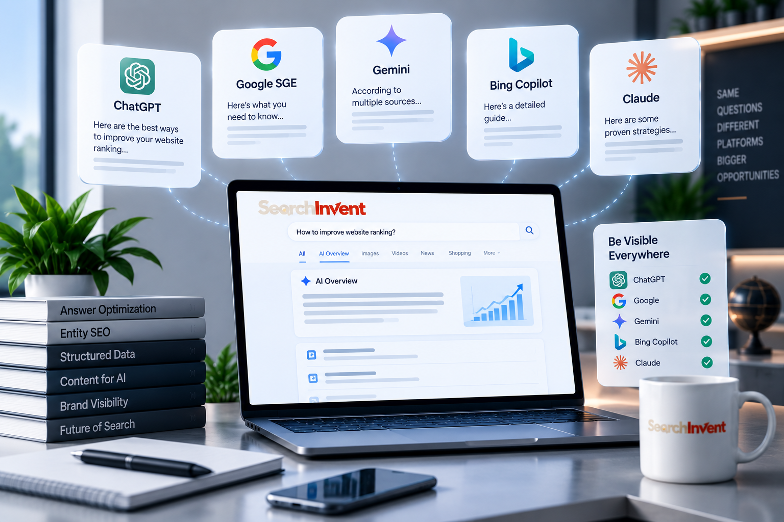 Illustration for SearchInvent answer engine optimization services