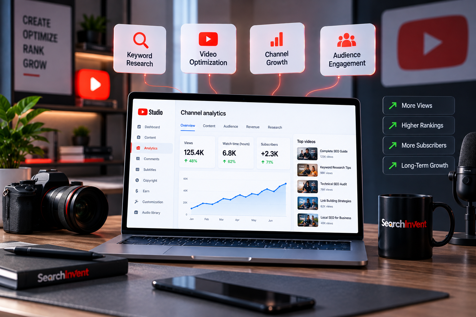 Illustration for SearchInvent YouTube SEO services
