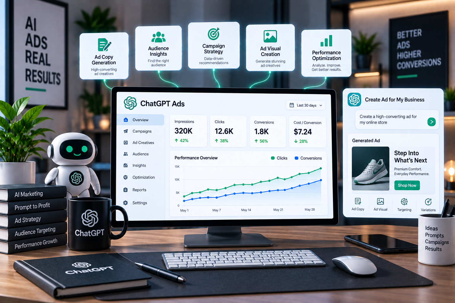 Illustration for advertising on AI platforms such as ChatGPT